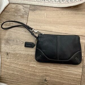 Vintage Coach Black Wristlet with Stitching